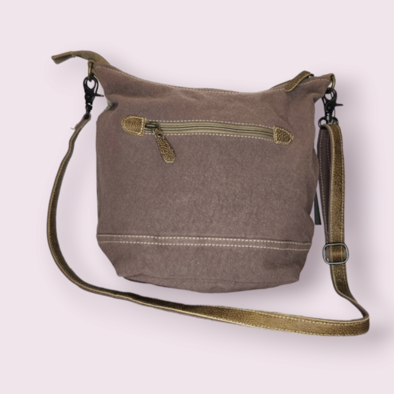 Myra Bag Buttercup Upcycled Canvas &amp; Cowhide Shoulder Bag S-1480