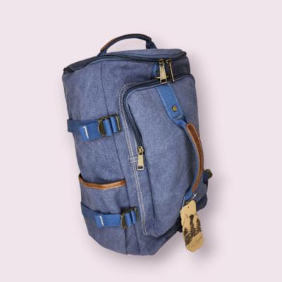 Blue Canvas Duffle Backpack