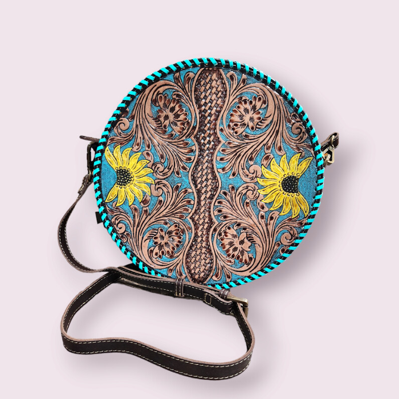 Boho Teal Round Bag