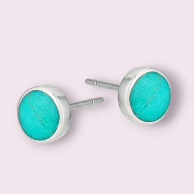 6mm Round Stud Earring with Synthetic Turquoise