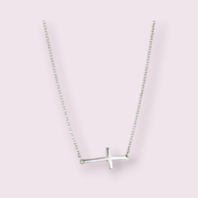 16&quot; Cross Sterling Silver Necklace With 2&quot; Extension
