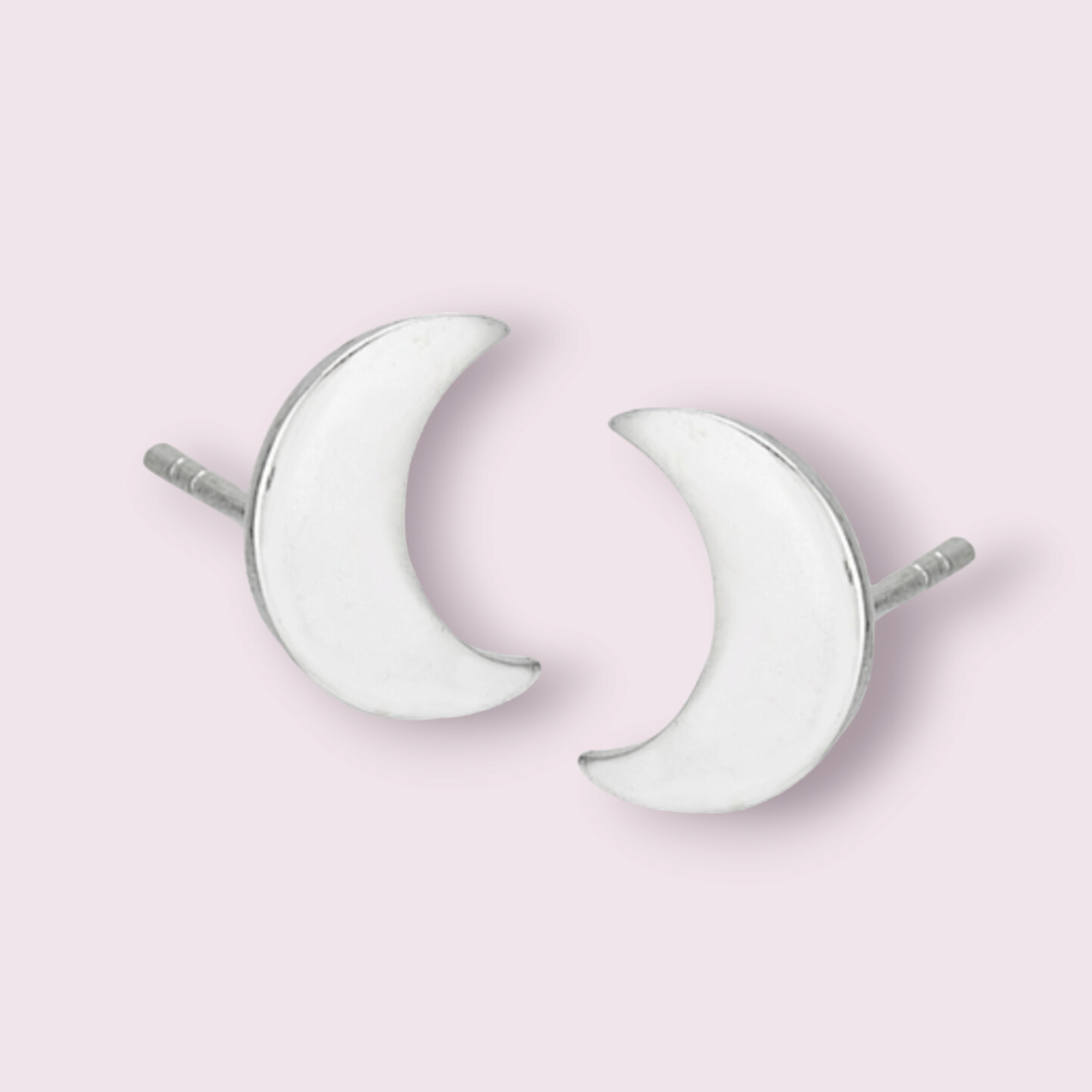 High Polish Crescent Moon Stud Earring