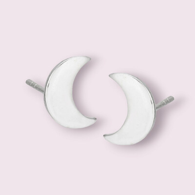 High Polish Crescent Moon Stud Earring