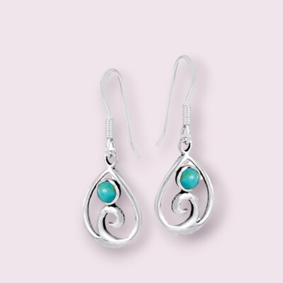 Modern Swirl Earring With Synthetic Turquoise