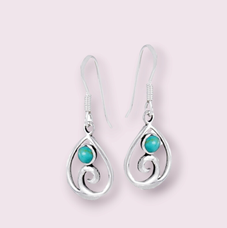 Modern Swirl Earring With Synthetic Turquoise