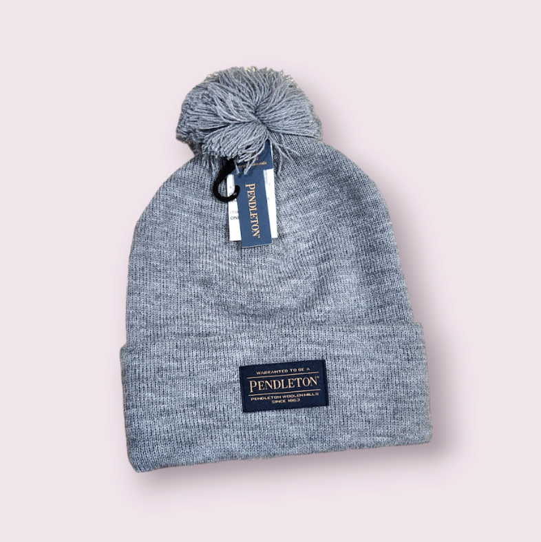 Pom Beanie, name: LT Grey Heather
