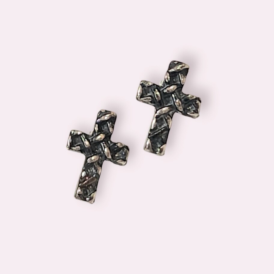 Sterling Silver Cross Stud Earrings