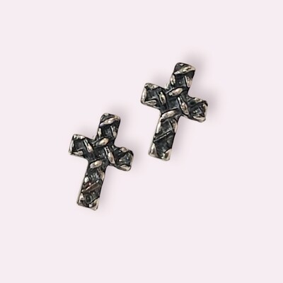 Sterling Silver Cross Stud Earrings