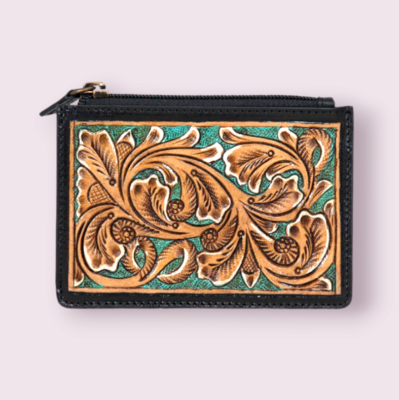 Prairie Dusk Hand-Tooled Card Holder