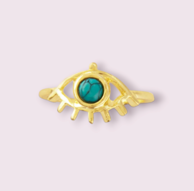 Theia Eye Gold Tone Ring With Stone Set
