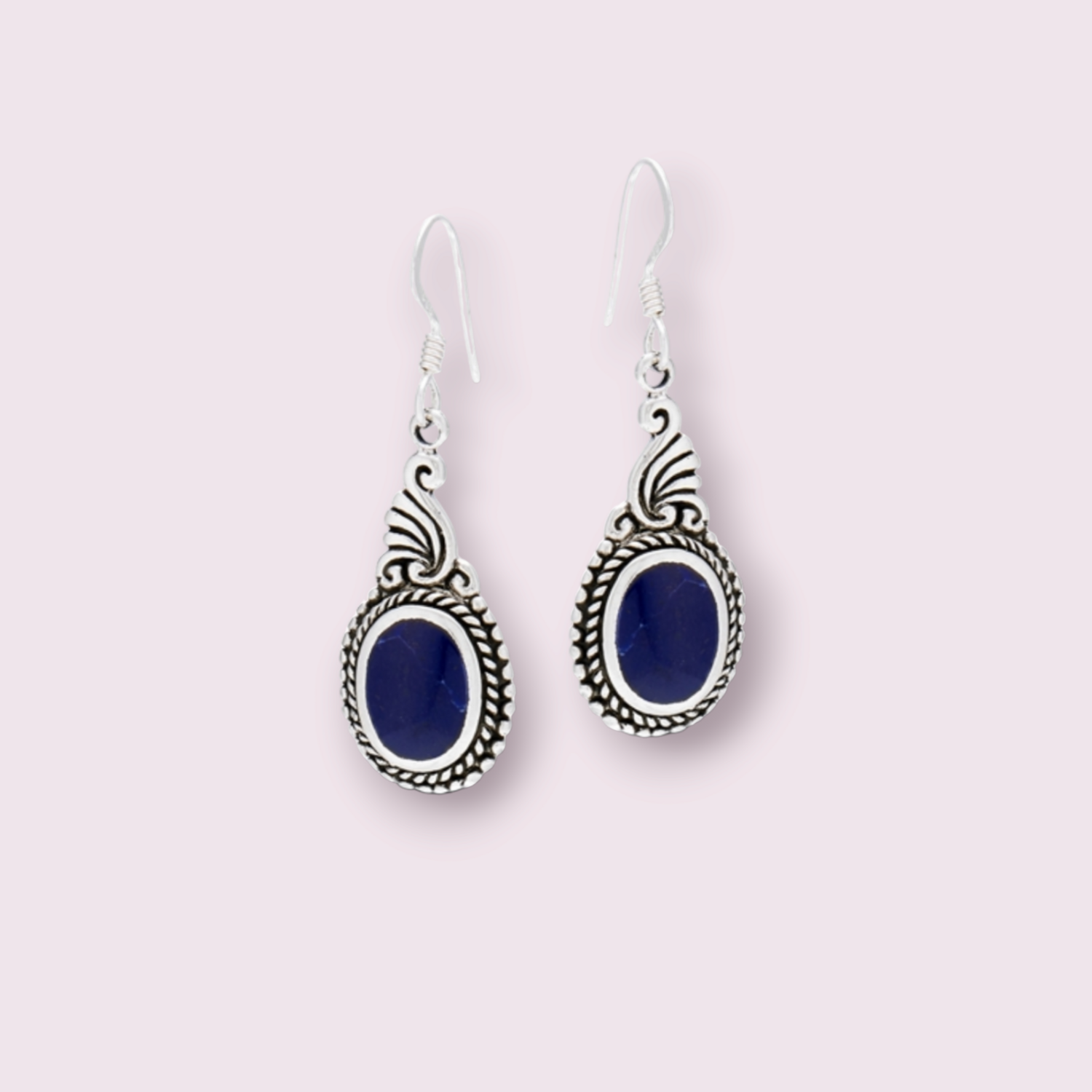 Sterling Silver Earring with Synthetic Lapis