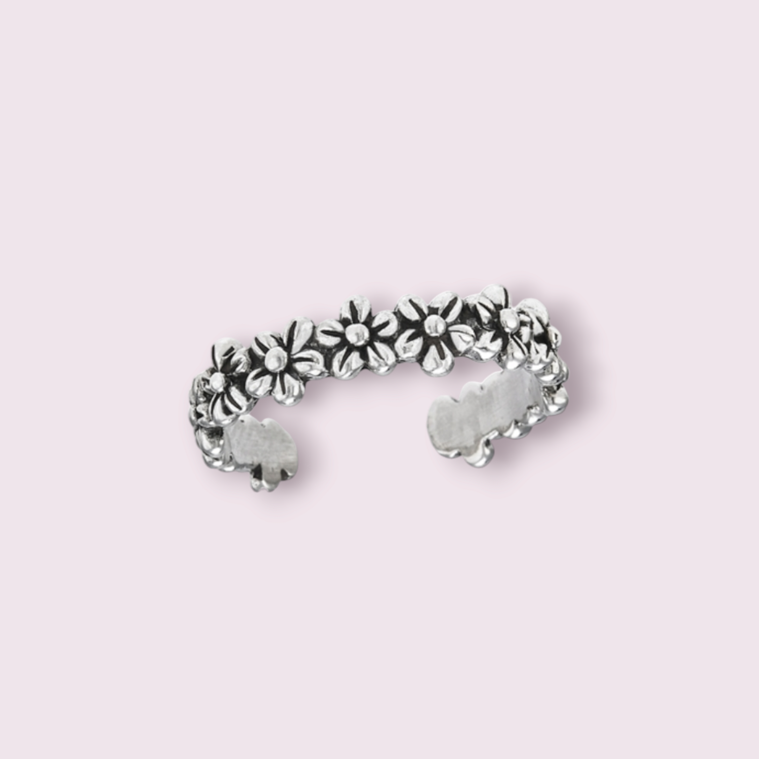 Around The Flowers Sterling Silver Toe Ring
