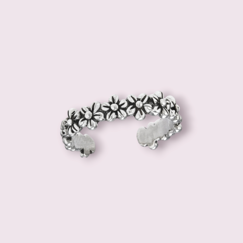 Around The Flowers Sterling Silver Toe Ring