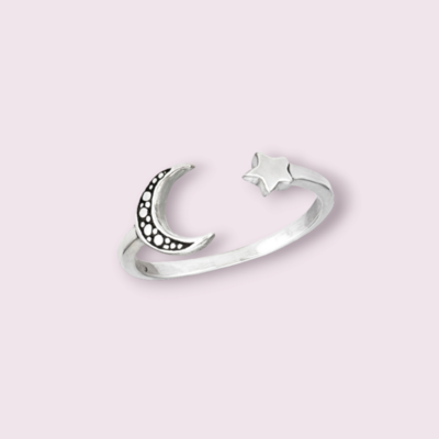 Crescent Moon and Star Toe Ring