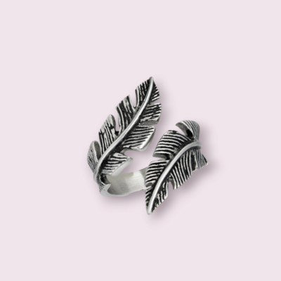 Stainless Steel Double Feather Ring