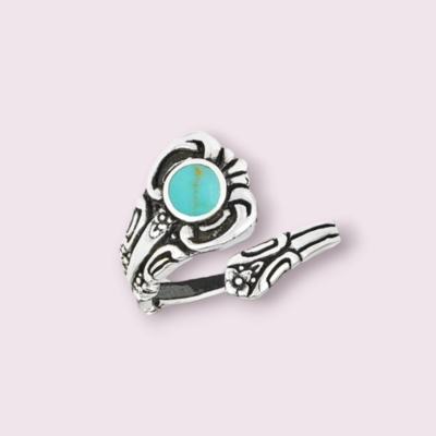 Victorian Spoon Ring with Synthetic Turquoise