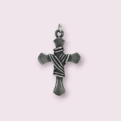 Stainless Steel Rope Wrapped Cross Pendant