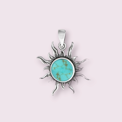 Sunburst Pendant with Synthetic Turquoise