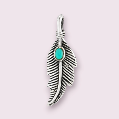 Feather Pendant with Synthetic Turquoise