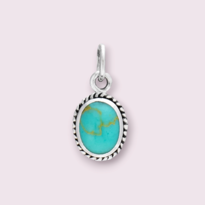 Braided Oval Pendant with Synthetic Turquoise