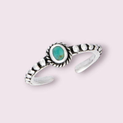 Bali Style Toe Ring with Synthetic Turquoise