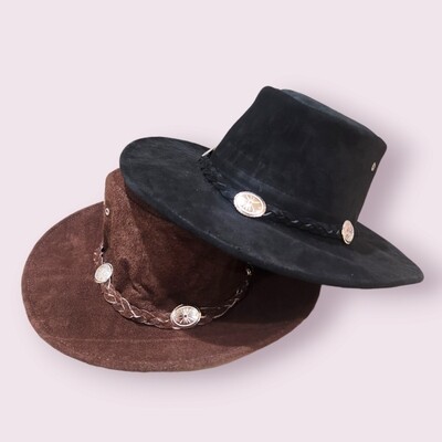 Genuine Suede Hat with Conchos