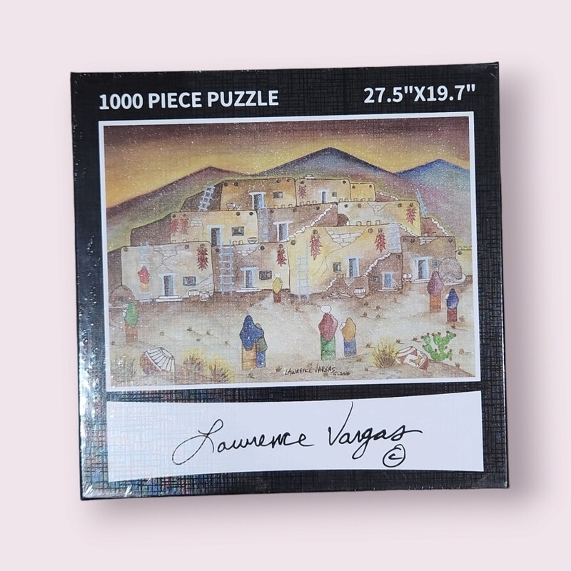 Taos Pueblo First Snow 1000pc Puzzle | Lawrence Vargas