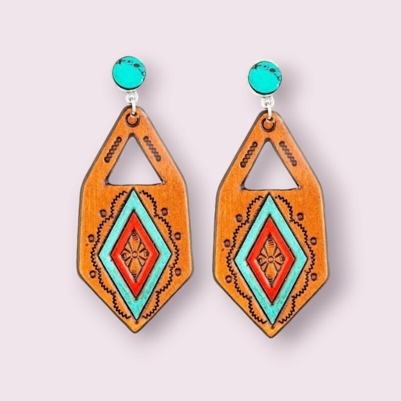 Pamarina Falls Hand-Tooled Leather Earrings