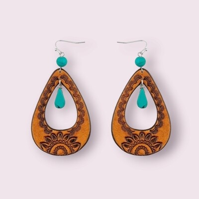Blossom Rising Hand-tooled Leather Earrings
