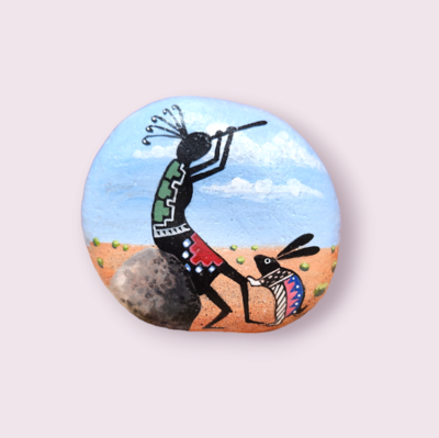 Kokopelli &amp; Rabbit | Pablo Painted Rock