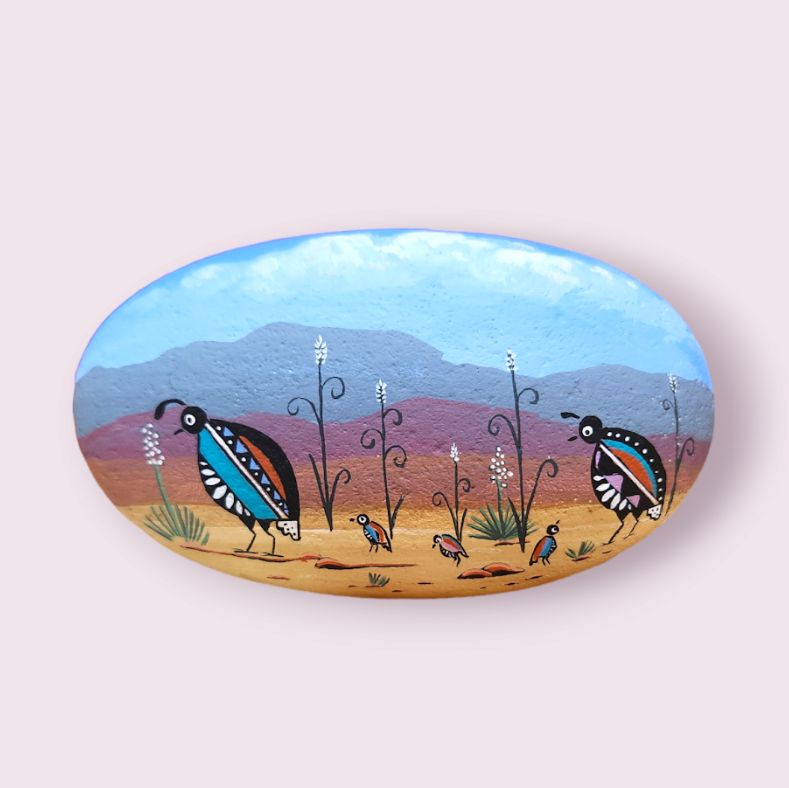 Gambel Quail Family | Pablo Painted Rock