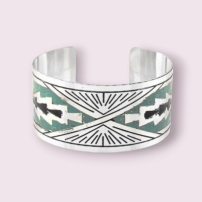Day Rise Etched Metal Cuff Bracelet