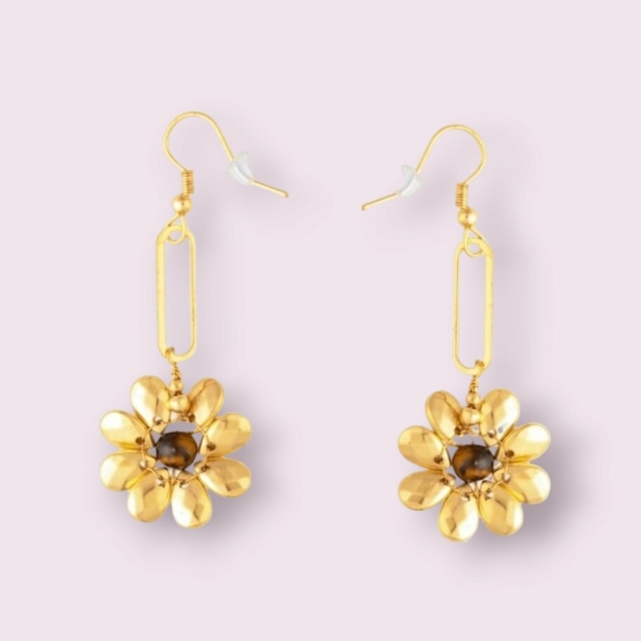 Emelia Blossom Tiger-Eye Stone Earrings