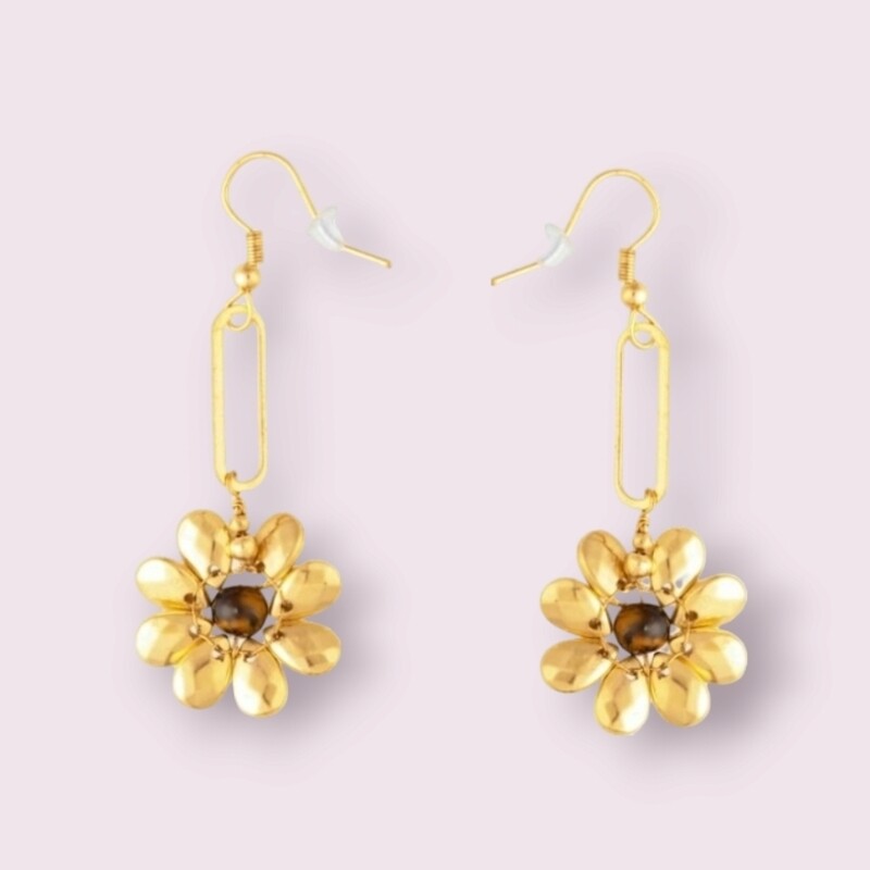 Emelia Blossom Tiger-Eye Stone Earrings
