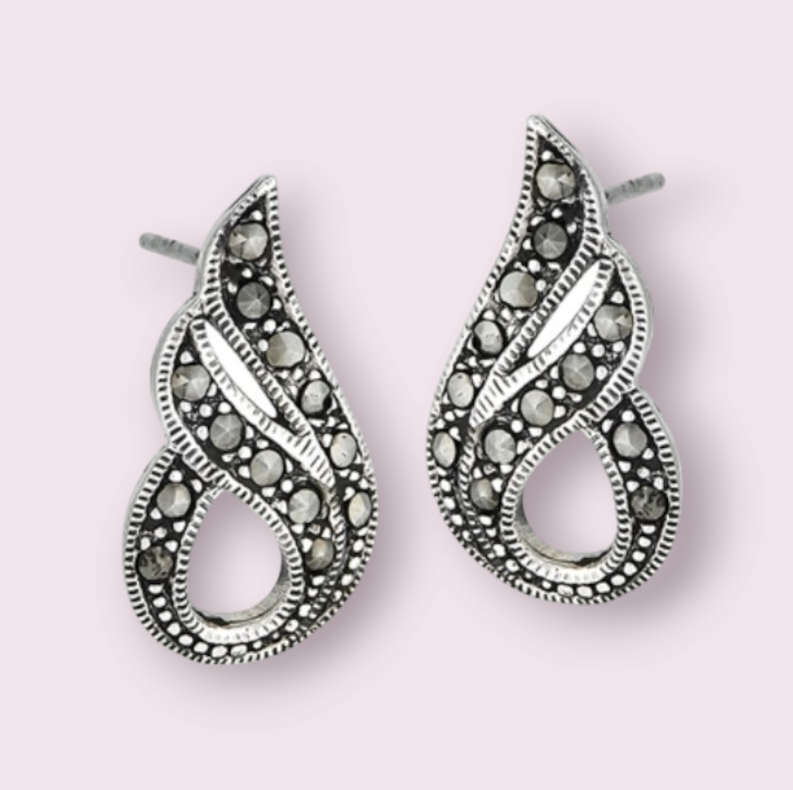 Marcasite Flames Stud Earrings