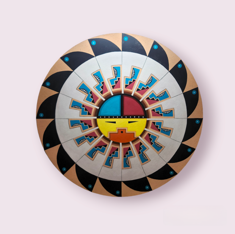 Large Circle Wooden Plaque | Pablo, name: Primary Colors
