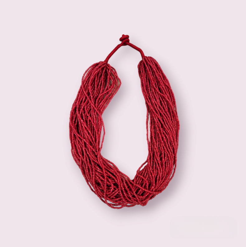 50 Strand Glass Bead Necklace | Coral