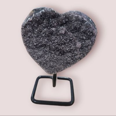 Black Heart Geode On Stand