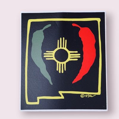 NM State Zia Green/Red Sticker