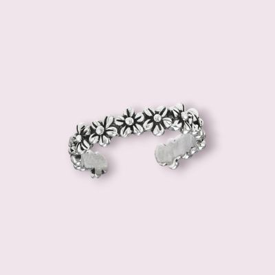 Around The Flowers Sterling Silver Toe Ring