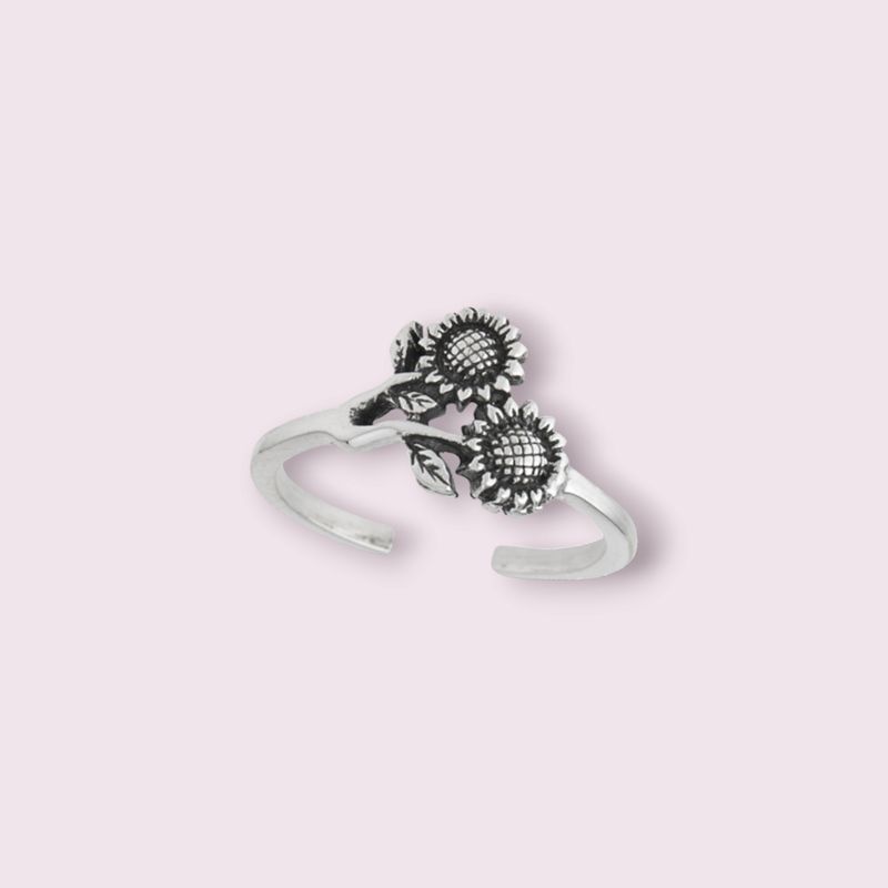 Double Sunflower Sterling Silver Toe Ring