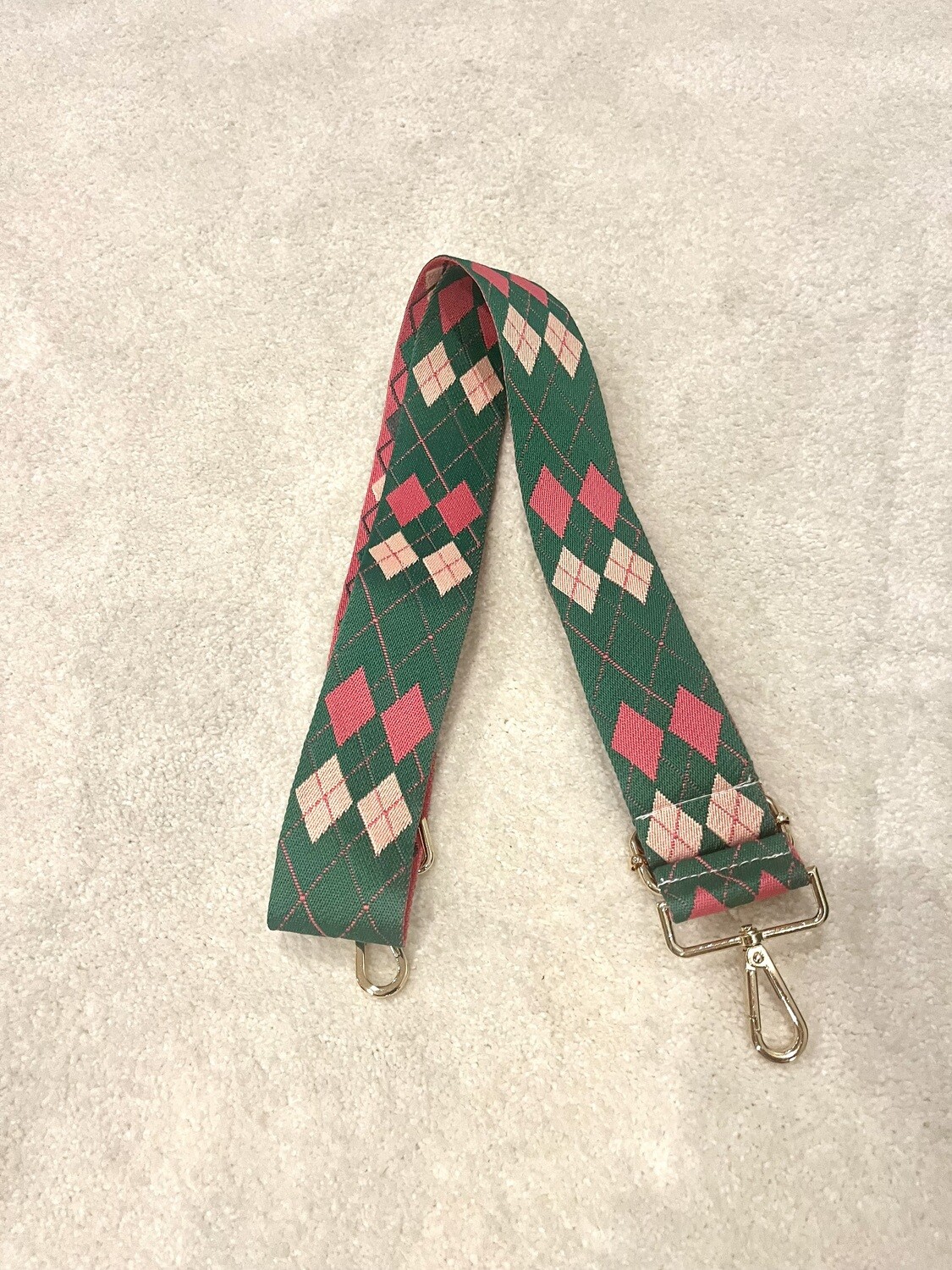 Reversible Pink and green purse strap
