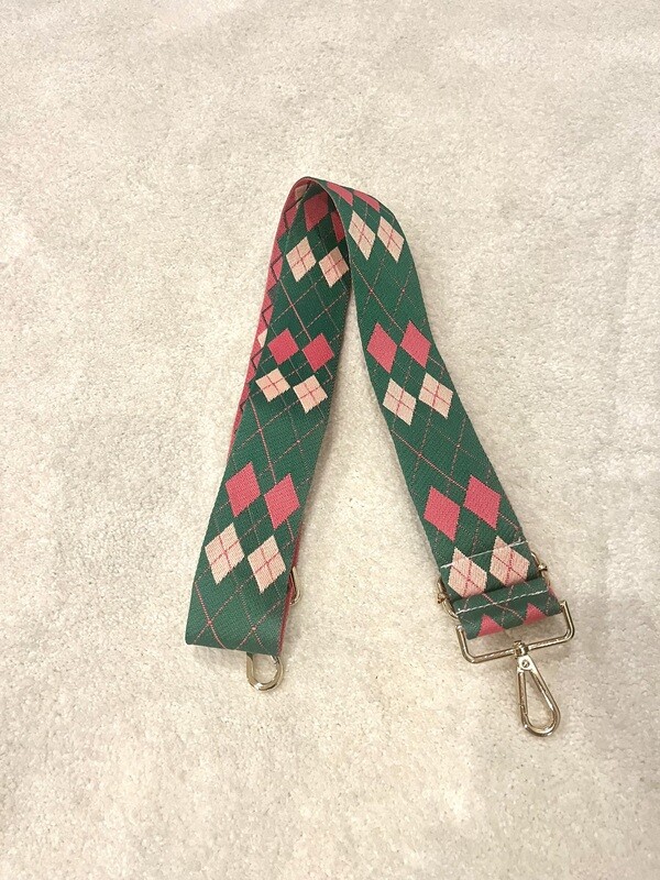 Reversible Pink and green purse strap