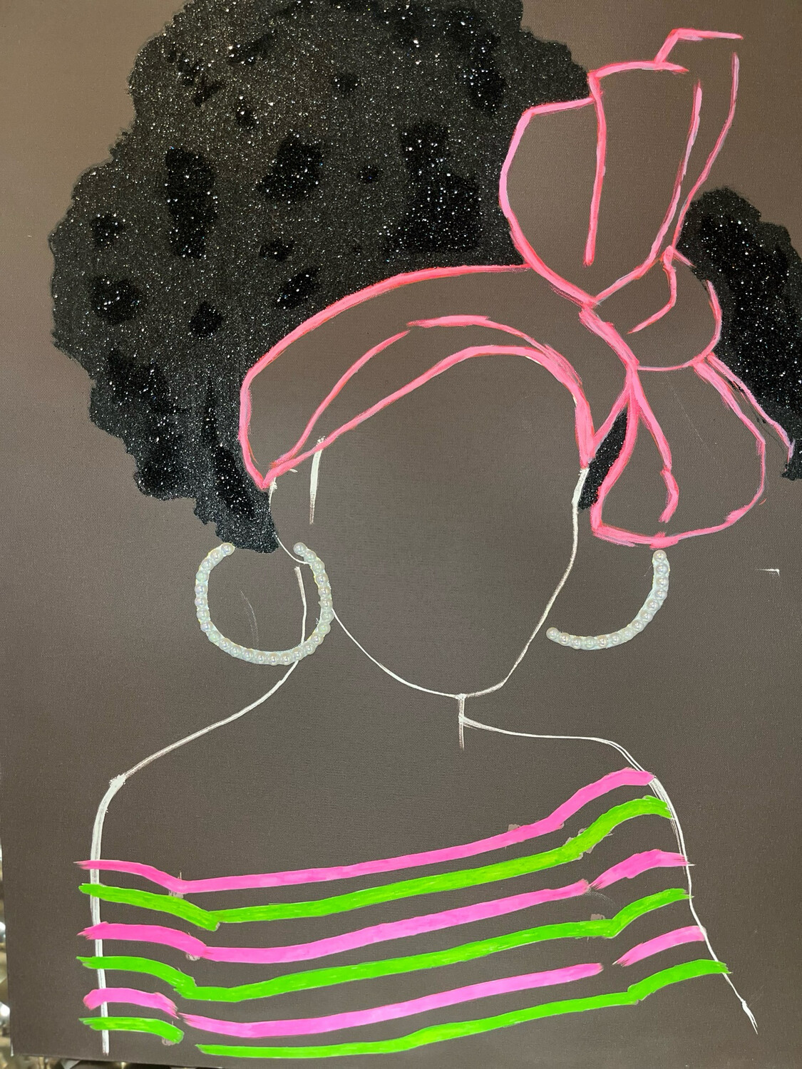 Star- Bling About Face Pink and Green Painting