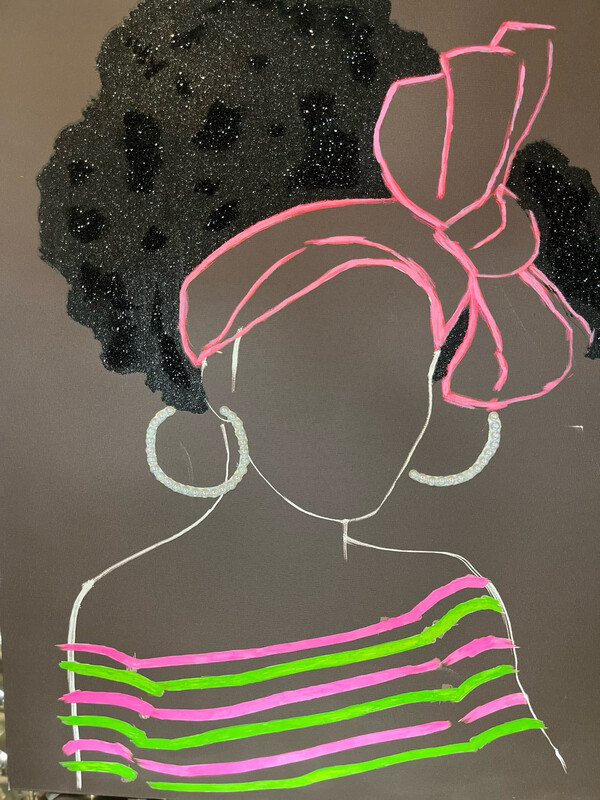 Star- Bling About Face Pink and Green Painting