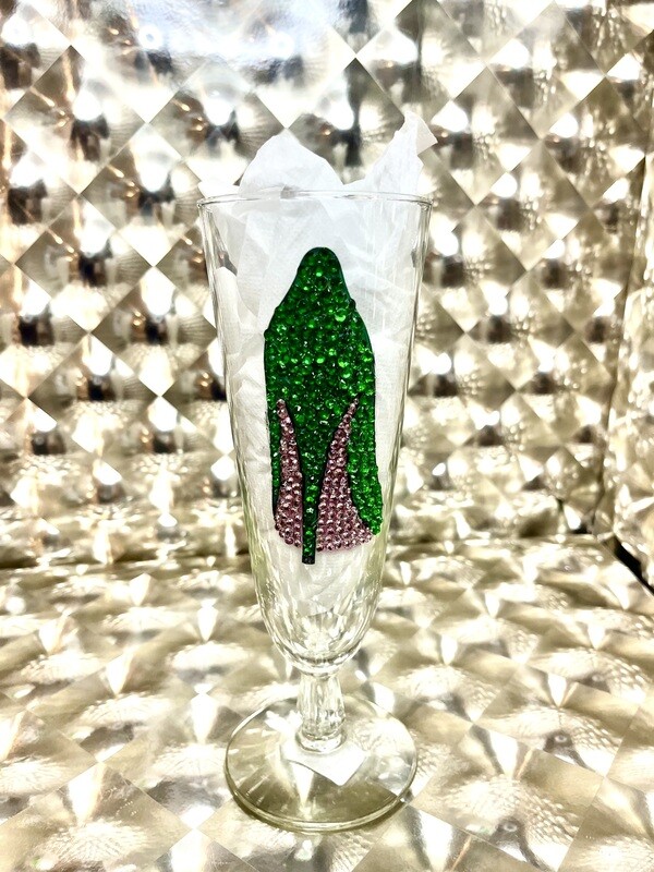 Pink and Green wine glass