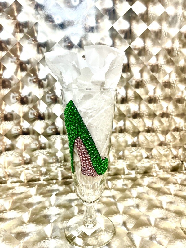 Pink and Green High heel wine glass