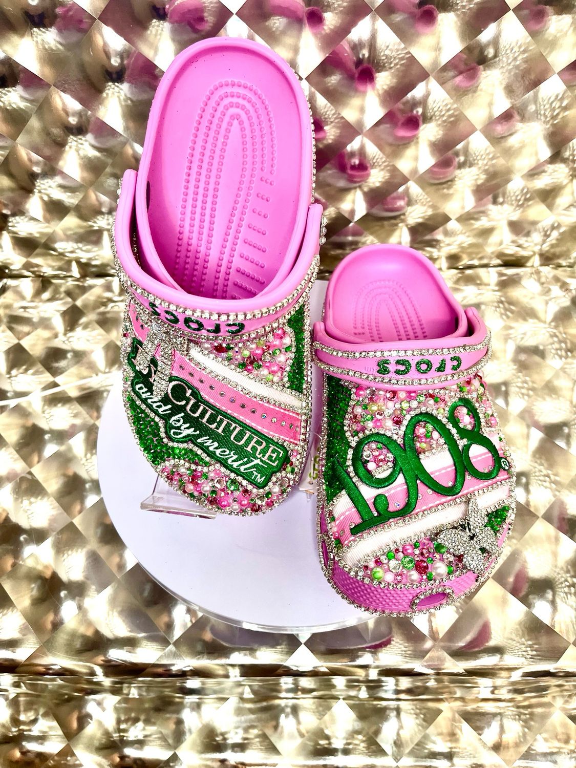 “For The Culture” pink crocs