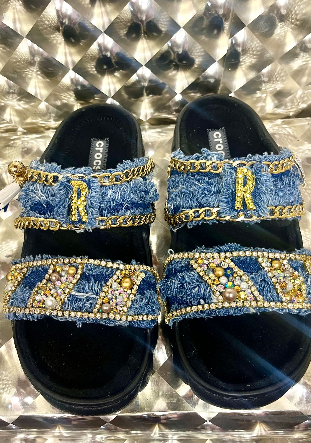 Yellow croc with Jean matetial Non Fur