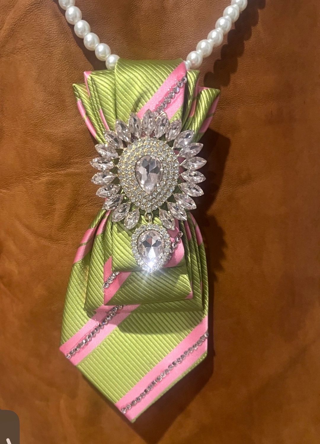 Mini Stripes Pink and Green Tie